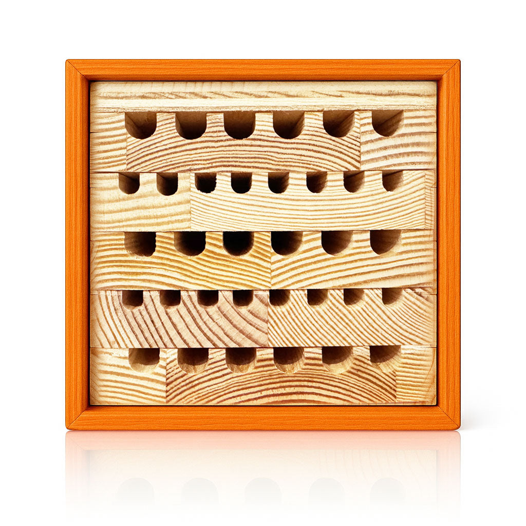 Bee houses with wooden board nesting